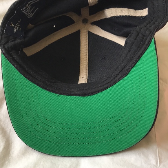 American Eagle black SnapBack cap green underside - Picture 2 of 5